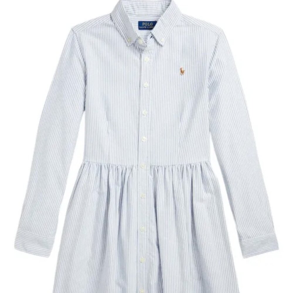 Polo Ralph Lauren Girl's Classic Oxford Shirtdress Striped Size 7 (Small)